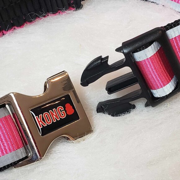 NEW! L/XL KONG Pink & Black *On the Go* Braided Reflective Adjustable Dog Collar - Picture 7 of 12